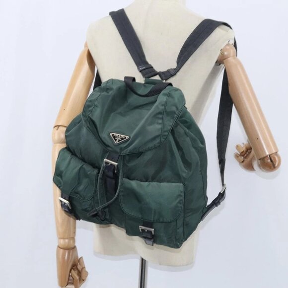 PRADA Backpack Nylon Khaki Silver